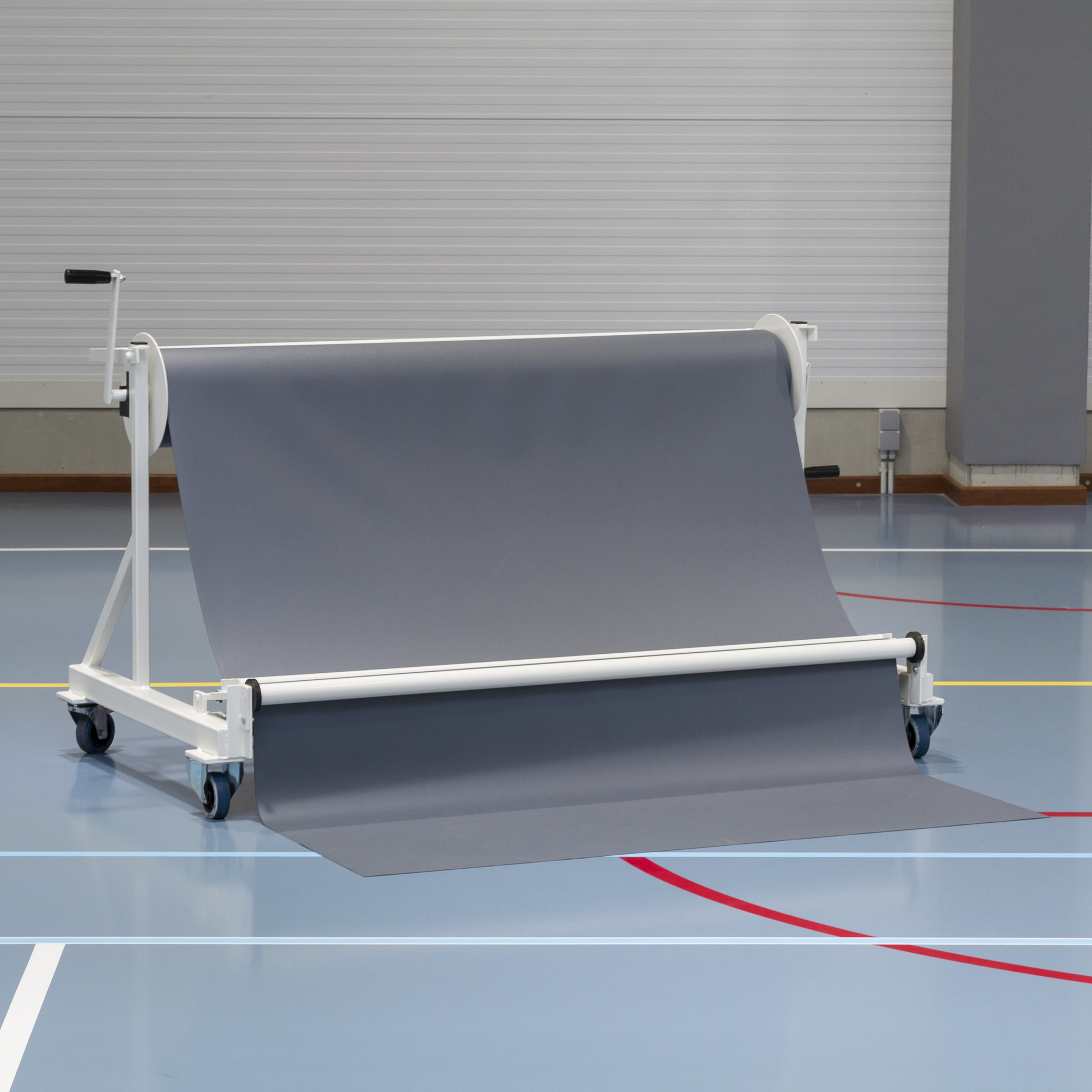 Rubber mat roll-up cart